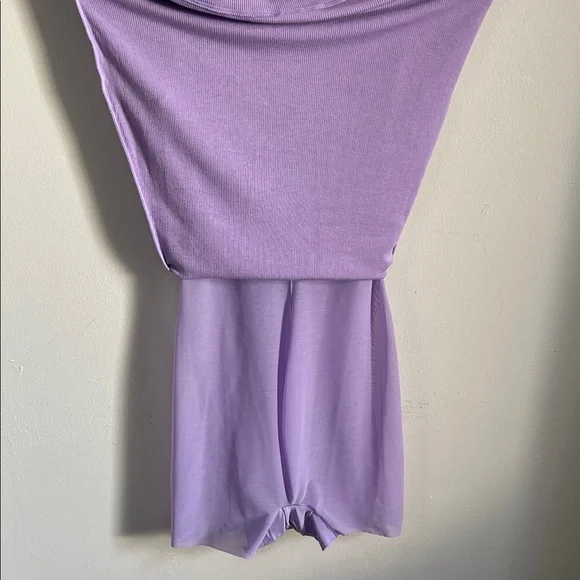 Popilush Sporty Athleisure Lavender Sleeveless Ribbed Shapewear Mini Tank Dress - Picture 4 of 10